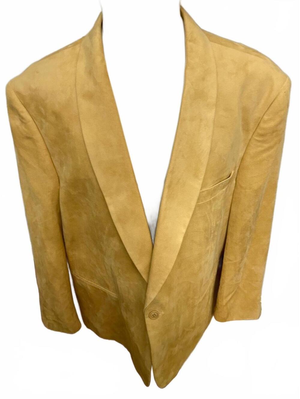 Falcone Mens 52R Faux Suede Blazer Camel Tan 90s Old Money Sport Coat Jacket